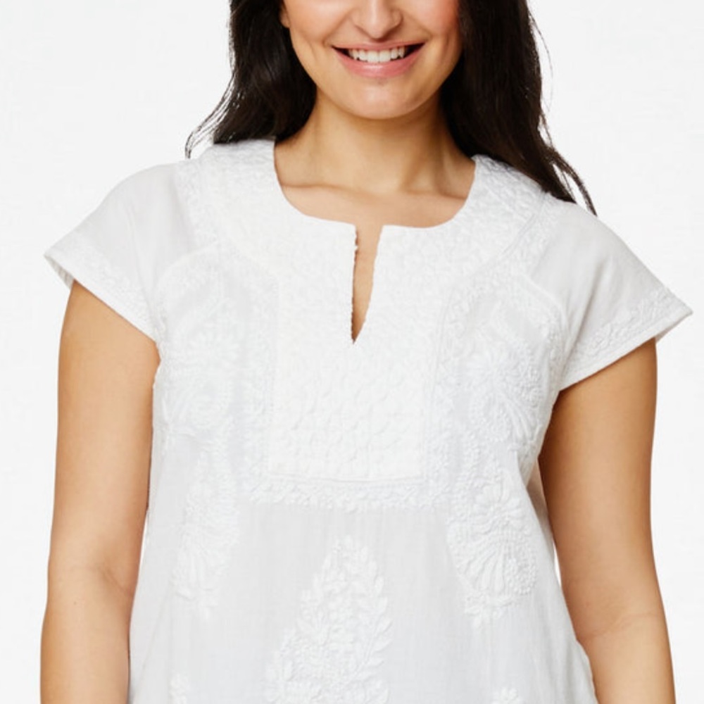 Roberta roller rabbit White Faith top in sold out XL